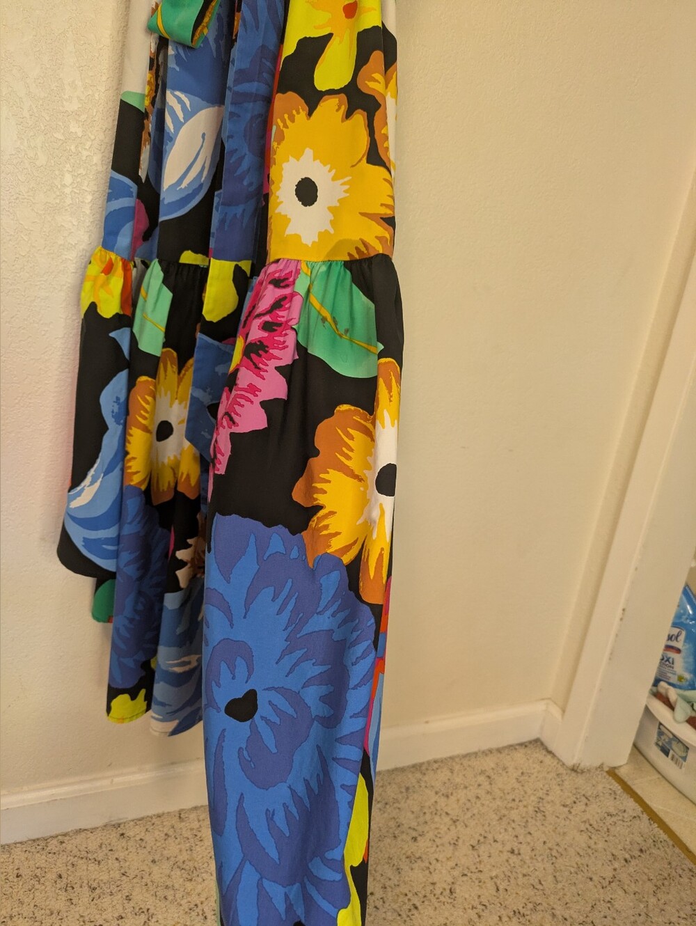 Christopher John Rogers Black Floral High-Low Dress with Multicolor Blooms - Picture 13 of 13
